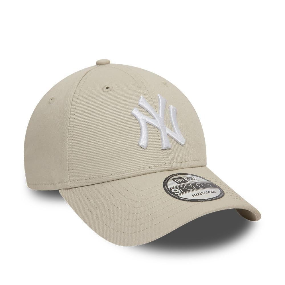 New York Yankees MLB League Essential 9FORTY Strapback New Era Stone/White Official Team Hat Sports Fan Cap