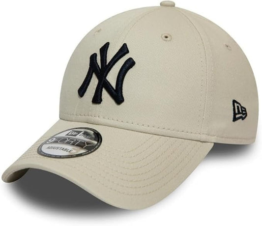 New York Yankees MLB League Essential 9FORTY Strapback New Era Stone/Black Official Team Hat Sports Fan Cap