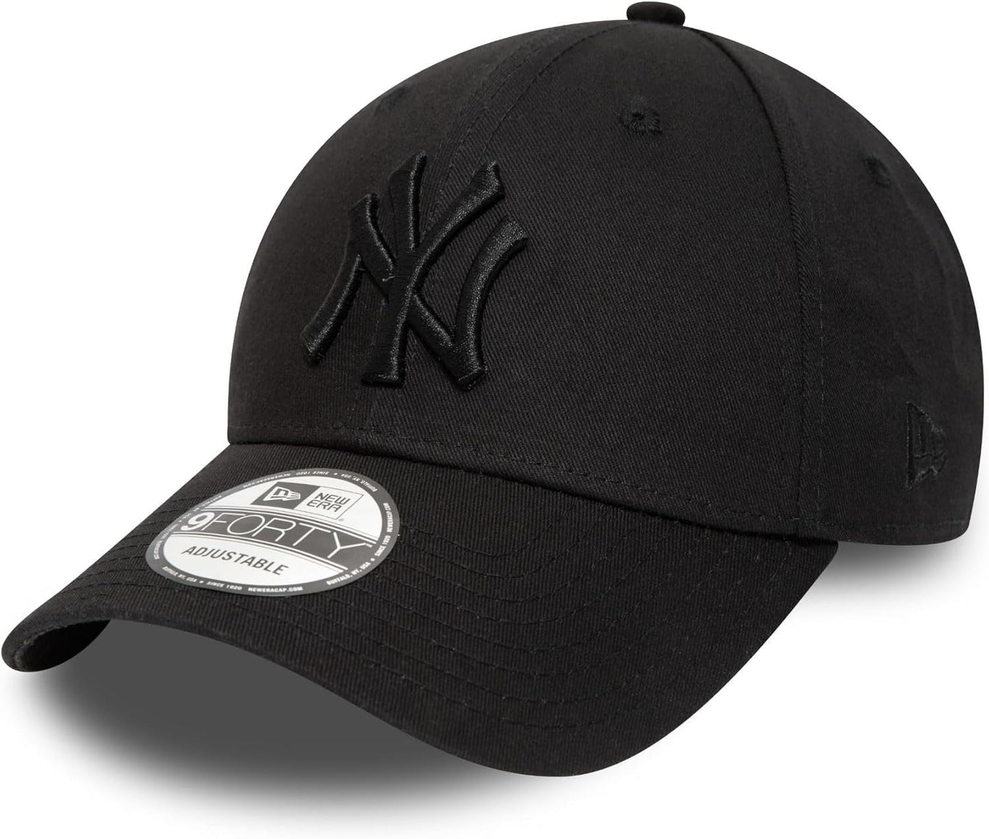 New York Yankees MLB League Essential 9FORTY Strapback New Era Black/Black Official Team Hat Sports Fan Cap