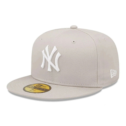 New York Yankees MLB League Essential 59FIFTY Fitted New Era Stone Official Team Hat Sports Fan Cap