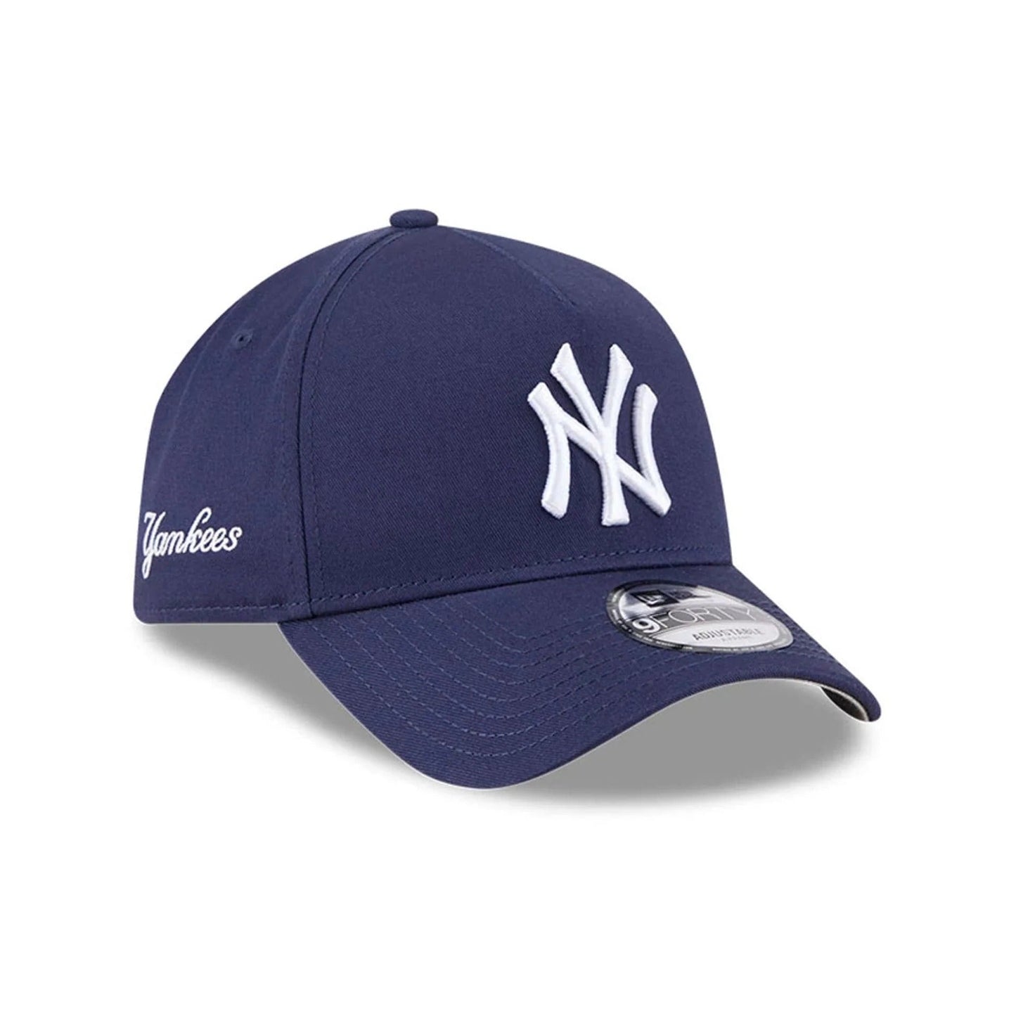 New York Yankees MLB Script A-Frame Snapback New Era Navy Official Sports Fan Gear
