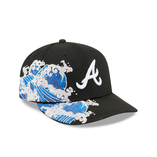Atlanta Braves MLB Waves 59FIFTY Fitted New Era Black/White Official Team Hat Sports Fan Cap