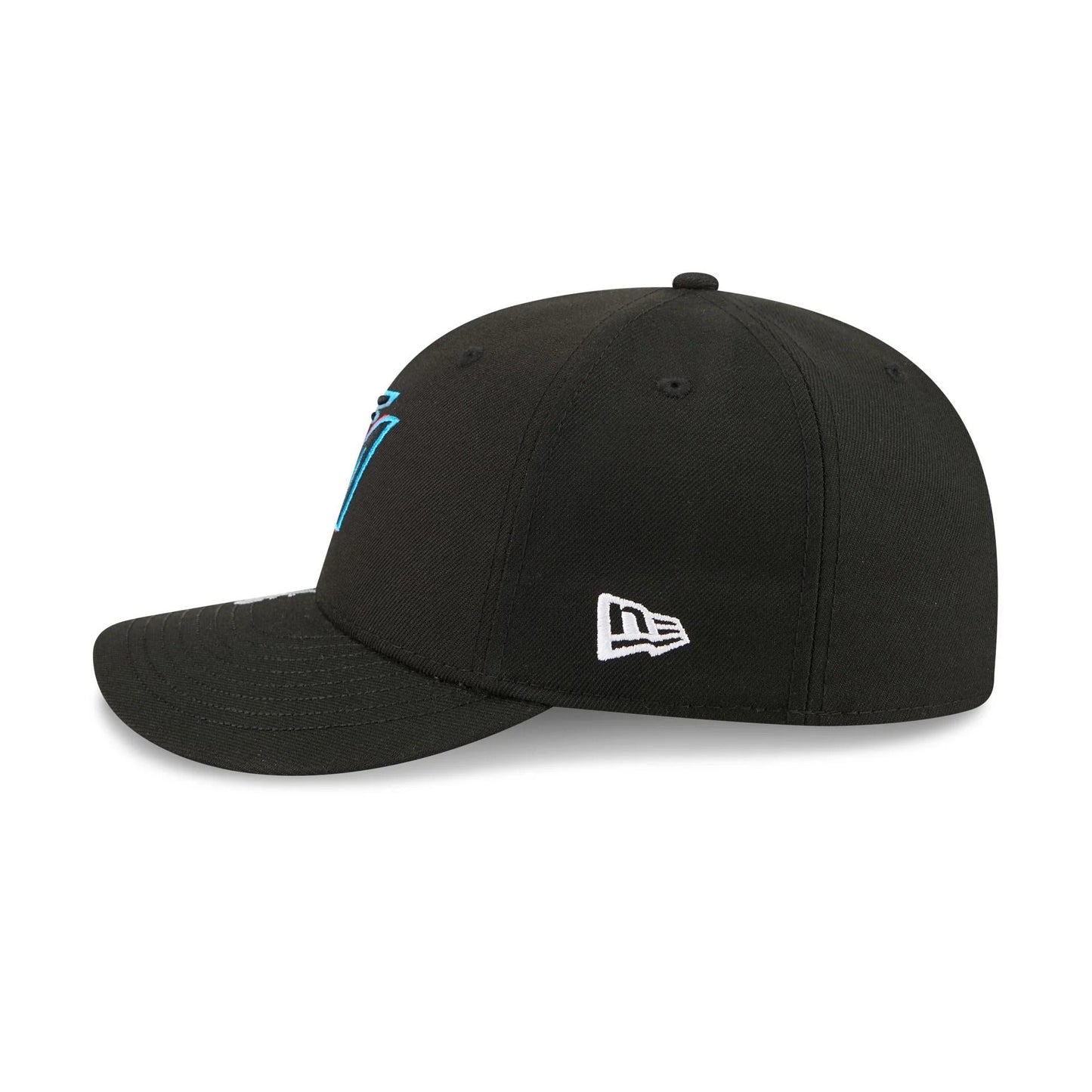 Miami Marlins MLB Waves 59FIFTY Fitted New Era Black/White Official Team Hat Sports Fan Cap