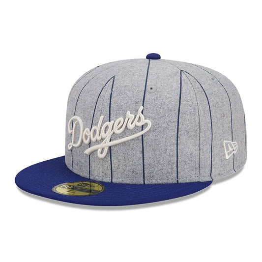 Los Angeles Dodgers Heather Pinstripe MLB 59FIFTY Fitted New Era Official Team Hat Sports Fan Cap