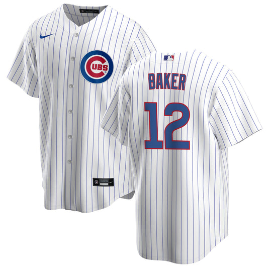 NIKE Men's Dusty Baker Chicago Cubs White Home Premium Stitch Replica Jersey Official Team Jersey Sports Fan Apparel