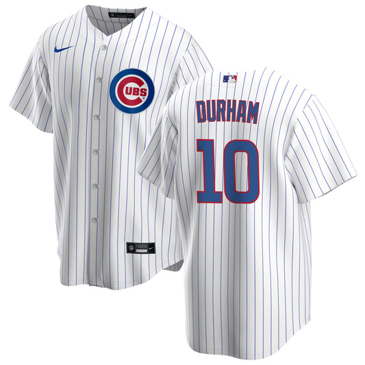 NIKE Men's Leon Durham Chicago Cubs Premium Twill White Home Replica Jersey Official Team Jersey Sports Fan Apparel