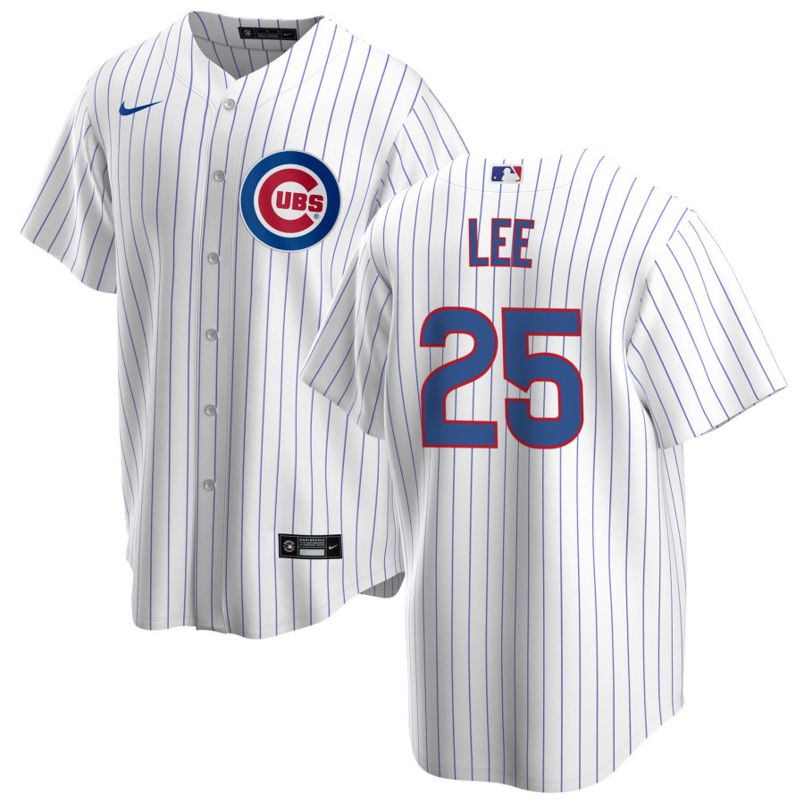 NIKE Men's Derrek Lee Chicago Cubs Premium Twill White Home Replica Jersey Official Team Jersey Sports Fan Apparel
