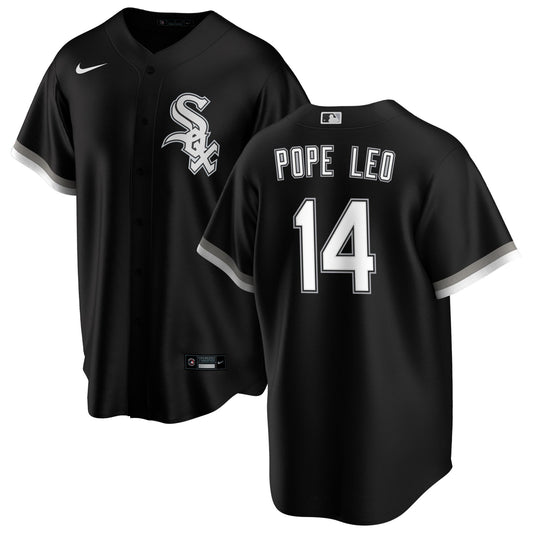 Pope Leo #14 Chicago White Sox NIKE Replica Men's Alternate Black Premium Twill Jersey Official Team Jersey Sports Fan Apparel