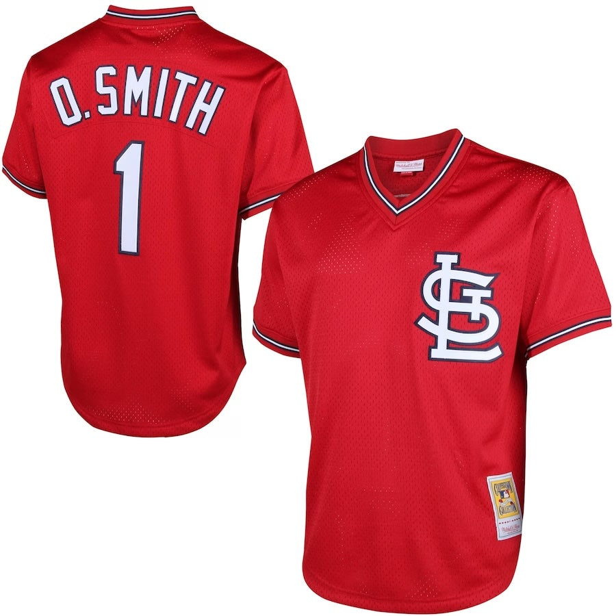 Men's Mitchell & Ness Ozzie Smith 1996 St. Louis Cardinals Batting Practice Cooperstown Jersey Official Team Jersey Sports Fan Apparel