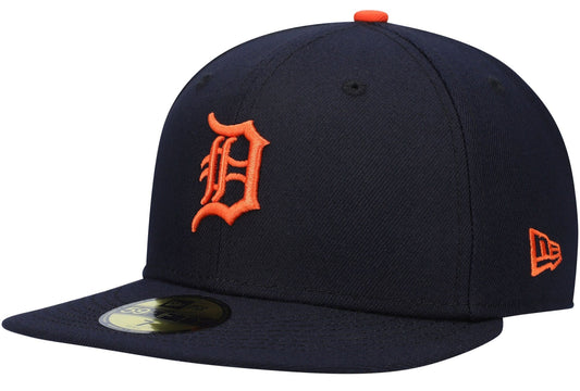 Men's Detroit Tigers New Era Navy Road Authentic Collection On-Field Logo 59FIFTY Fitted Hat Official Team Hat Sports Fan Cap