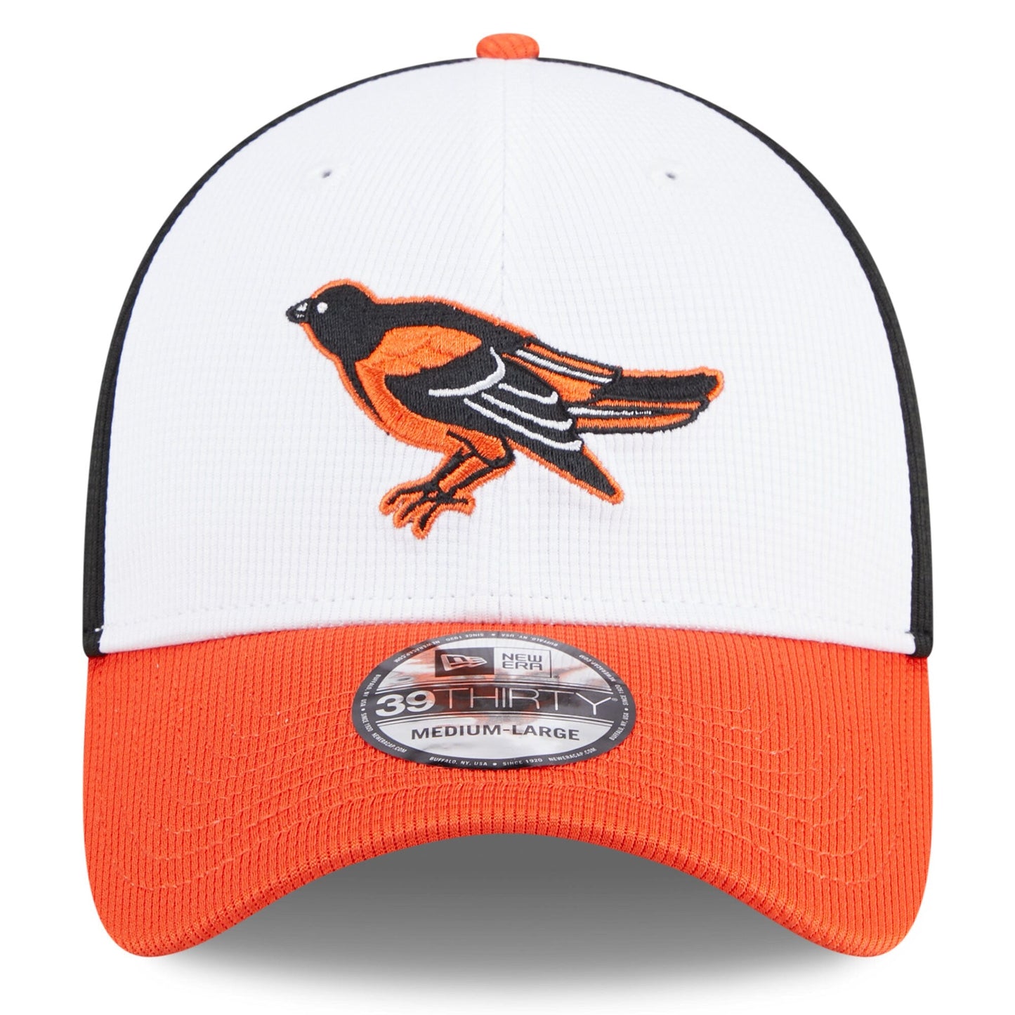 Men's Baltimore Orioles New Era White 2025 Batting Practice 39THIRTY Flex Hat Official Team Hat Sports Fan Cap