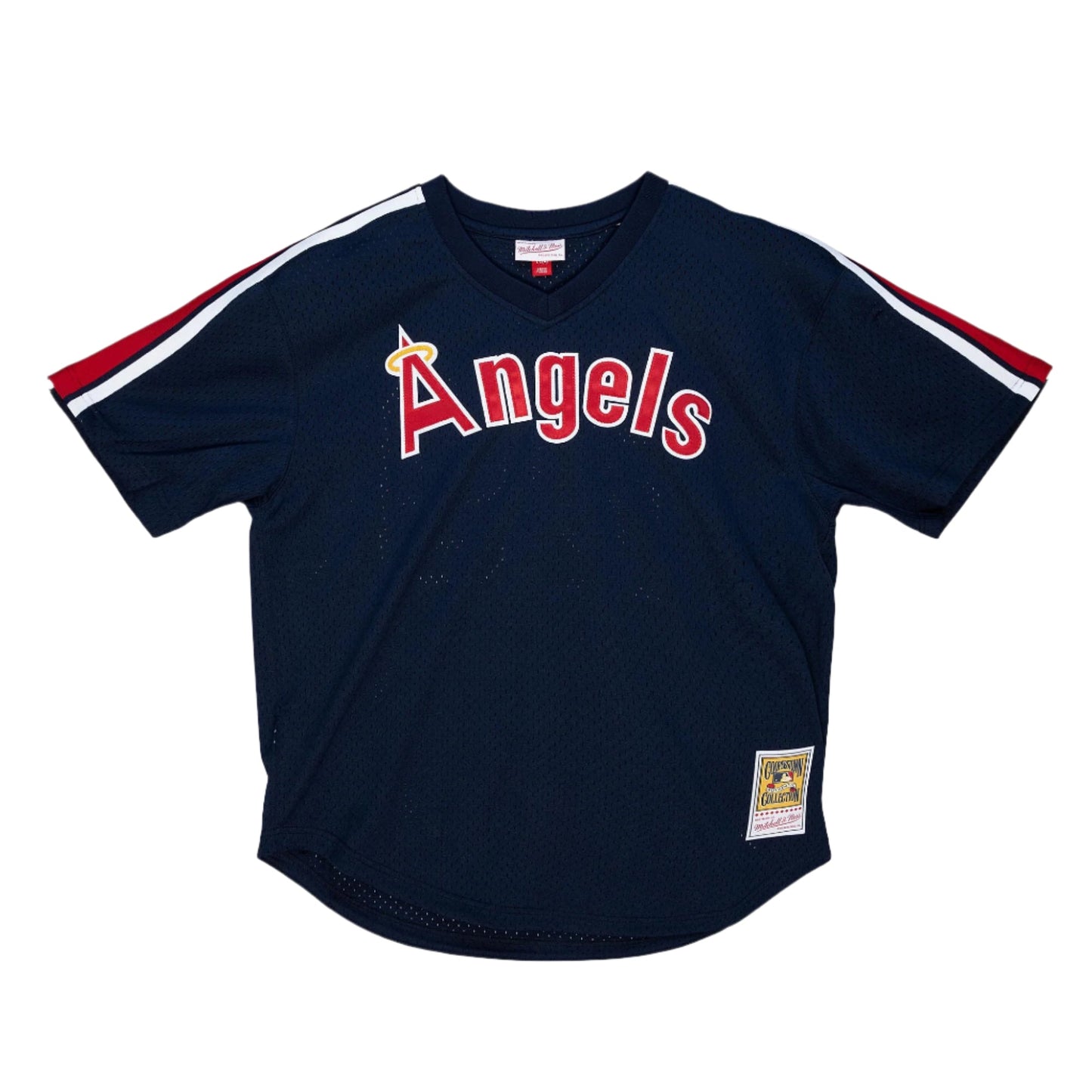 Men's Rod Carew California Angels Mitchell & Ness Cooperstown Collection Mesh Batting Practice Button-Up Jersey - Navy Official Team Jersey Sports Fan Apparel