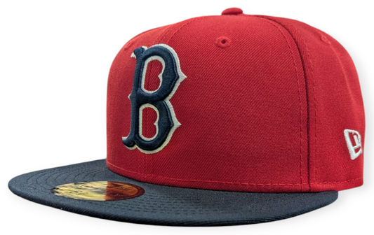 Boston Red Sox Cooperstown Collection 1975 New Era Classics 2 Tone Scarlet/Red 59FIFTY Fitted Hat Official Team Hat Sports Fan Cap