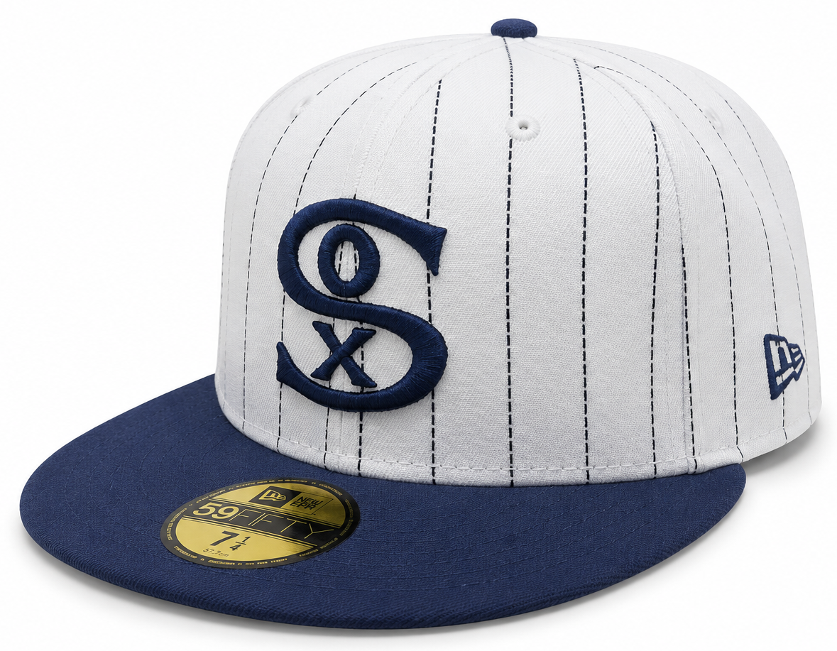 Chicago White Sox 1917 New Era Cooperstown Classics White/Navy 59FIFTY Fitted Hat Official Team Hat Sports Fan Cap