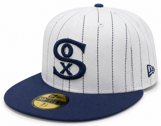 Chicago White Sox 1917 New Era Cooperstown Classics White/Navy 59FIFTY Fitted Hat Official Team Hat Sports Fan Cap