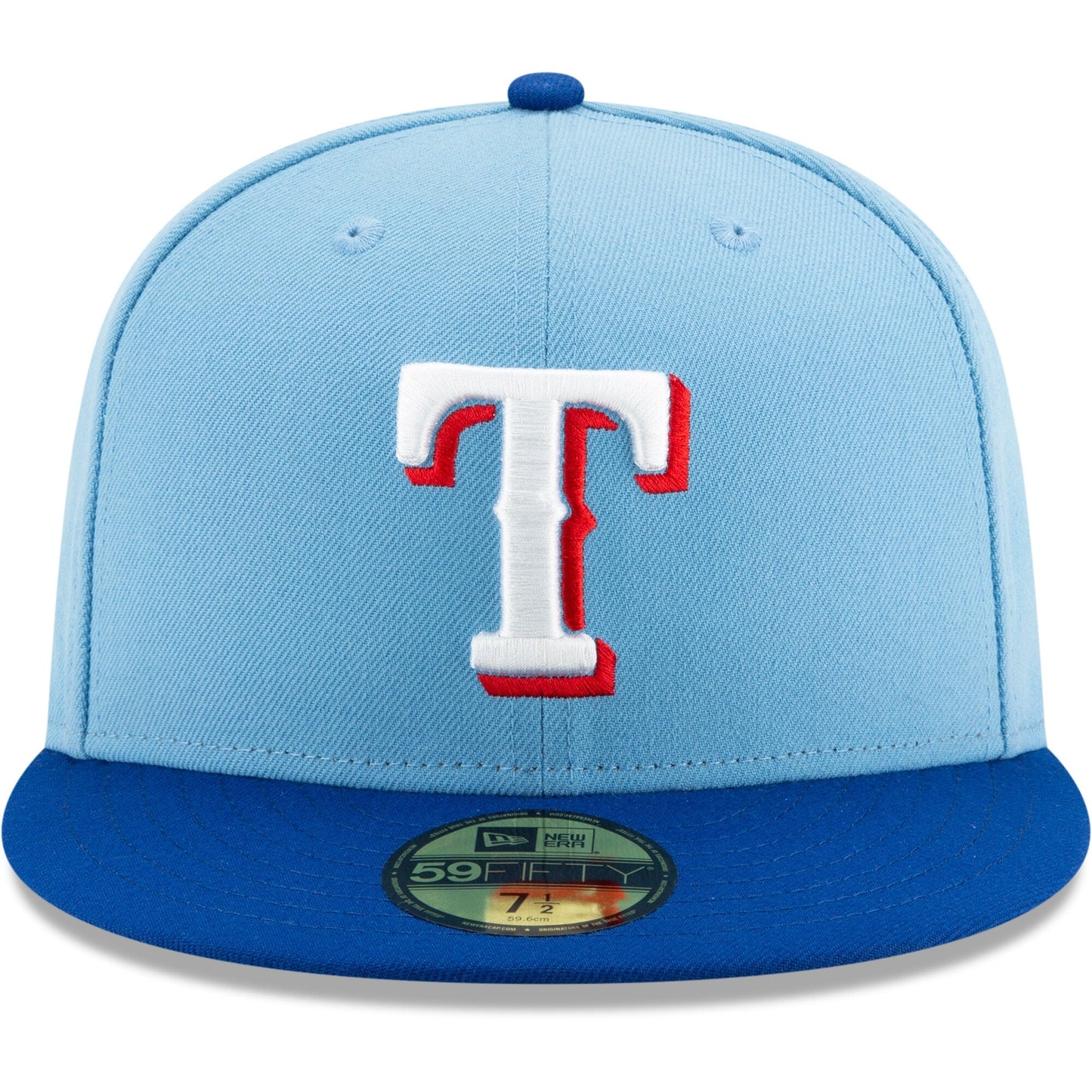 New Era Texas Rangers Light Blue/Royal On-Field Authentic Collection 59FIFTY Fitted Hat Official Team Hat Sports Fan Cap