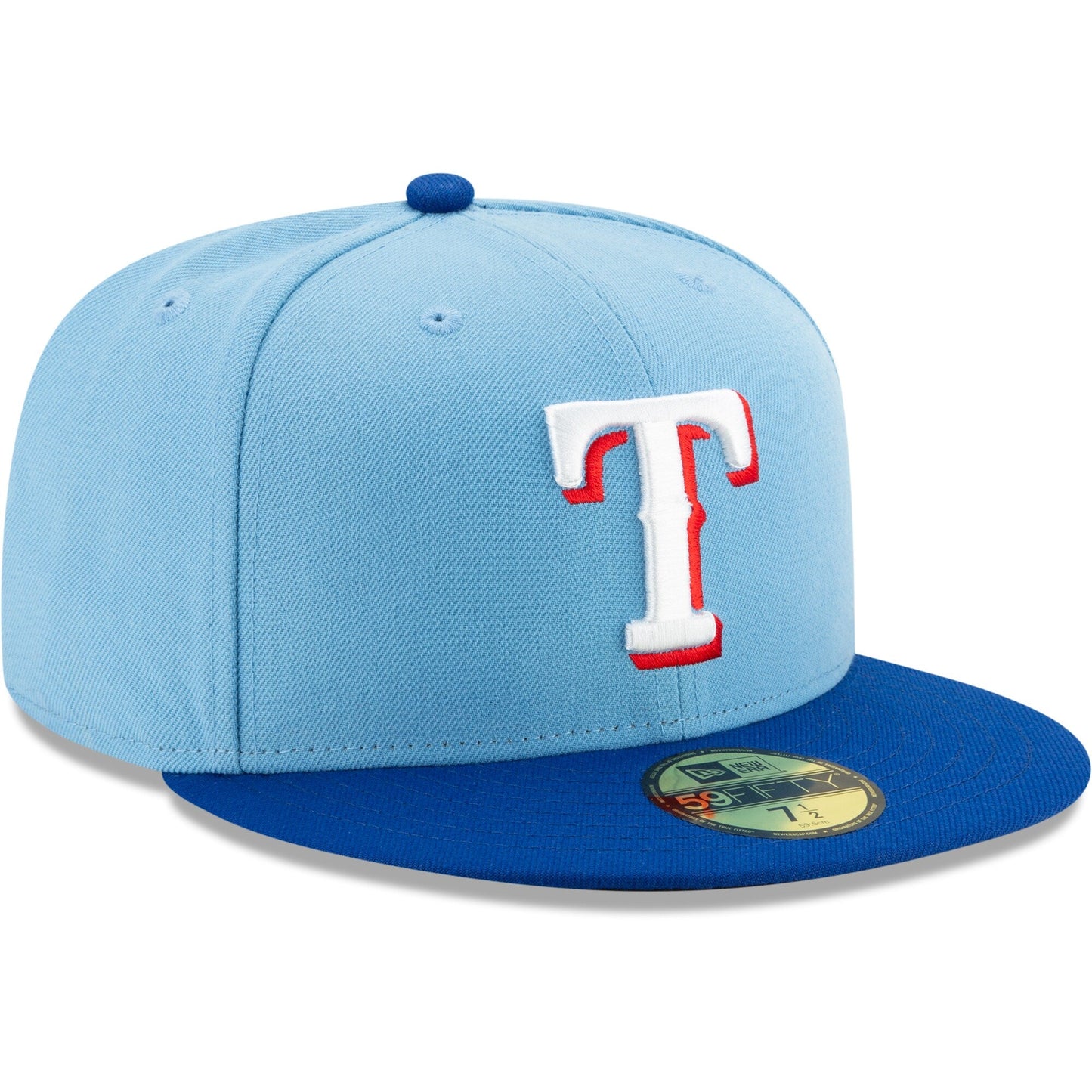 New Era Texas Rangers Light Blue/Royal On-Field Authentic Collection 59FIFTY Fitted Hat Official Team Hat Sports Fan Cap