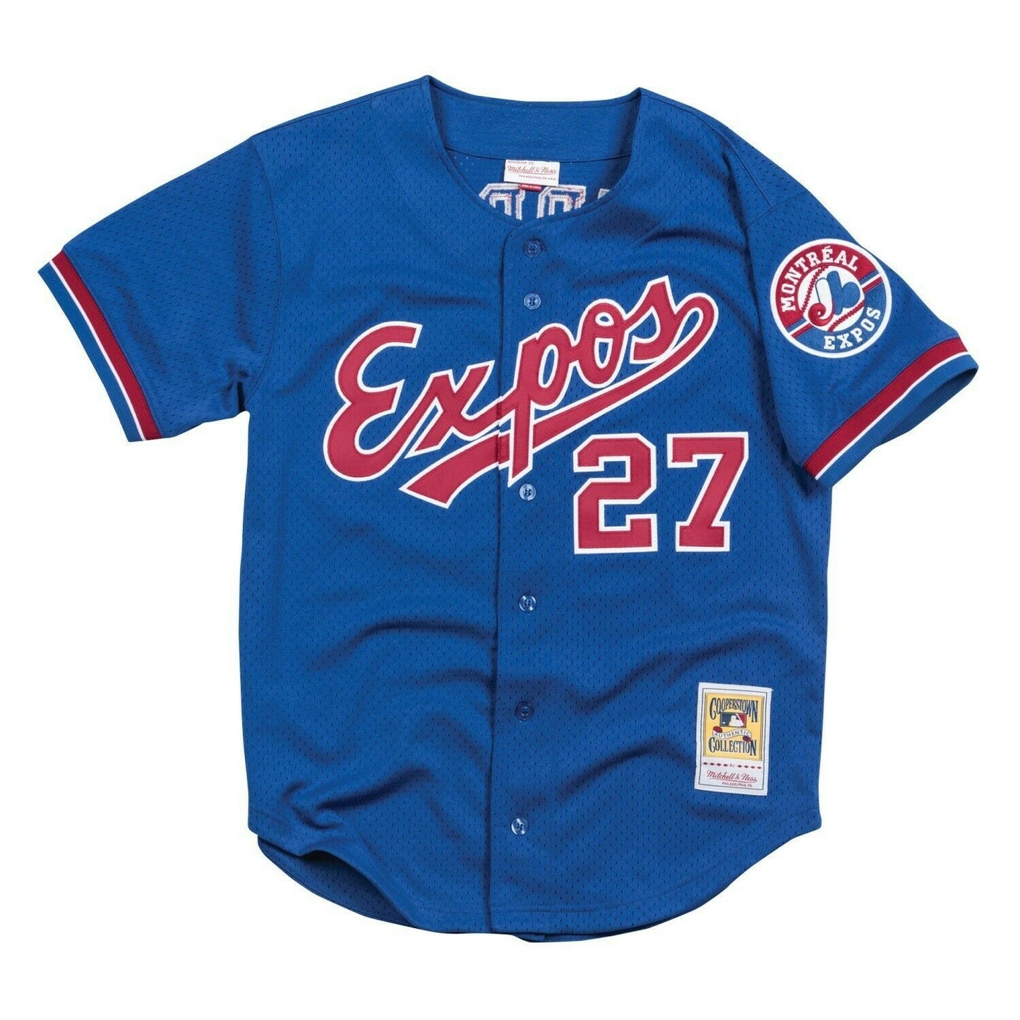 Men's Montreal Expos Vladimir Guerrero Mitchell & Ness Royal 2002 Authentic Cooperstown Collection Mesh Batting Practice Jersey Official Team Jersey Sports Fan Apparel