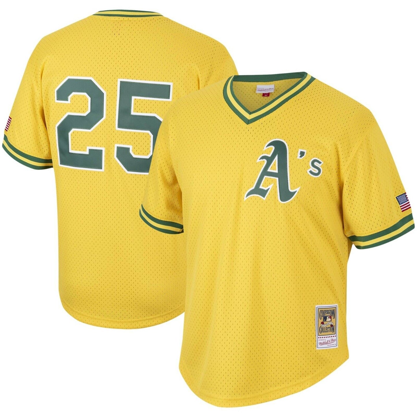 Mitchell & Ness Oakland Athletics Mark McGwire 1990 Cooperstown Collection Authentic Practice Jersey - Yellow Official Team Jersey Sports Fan Apparel