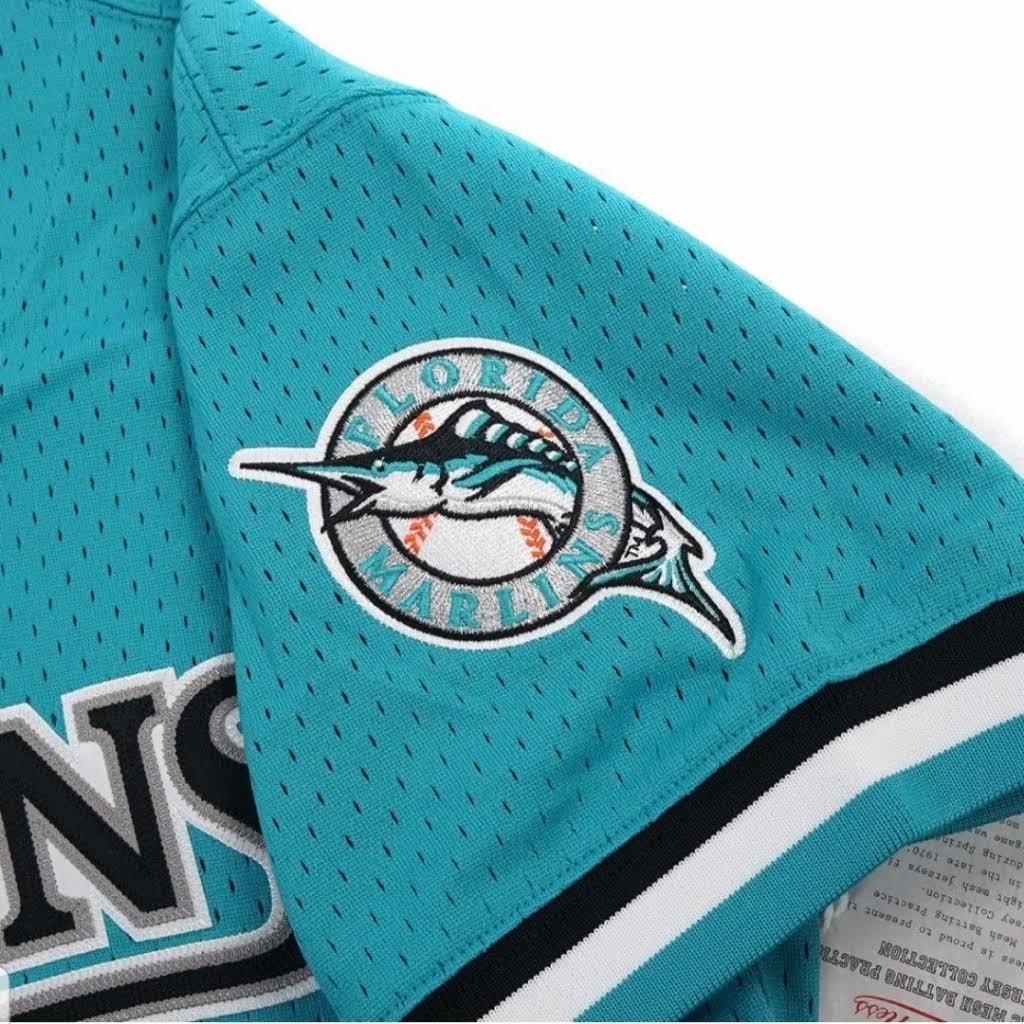 Men's Florida Marlins Andre Dawson 1995 Mitchell & Ness Teal Fashion Cooperstown Collection Mesh Batting Practice Jersey Official Team Jersey Sports Fan Apparel