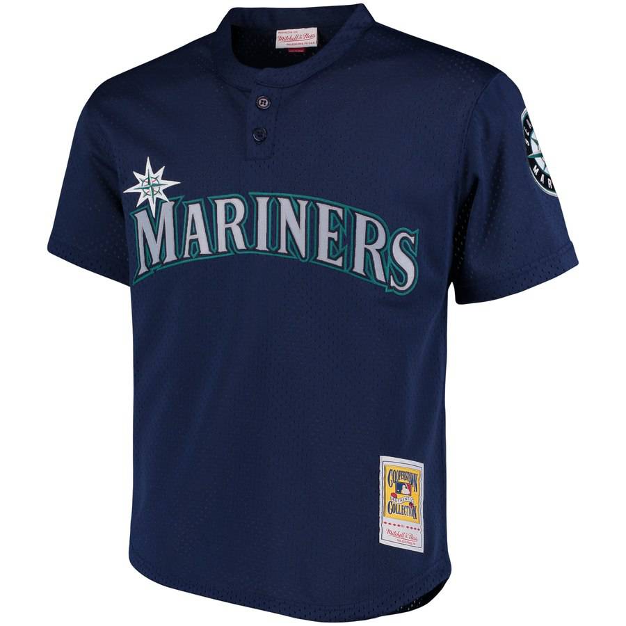 Men's Seattle Mariners Ken Griffey Jr. 1995 Mitchell & Ness Navy Cooperstown Collection Mesh Batting Practice Jersey Official Team Jersey Sports Fan Apparel