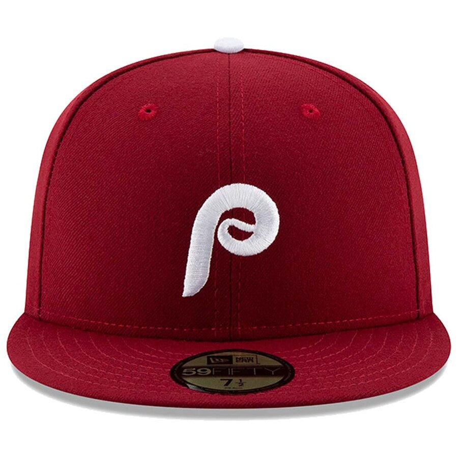 Men's Philadelphia Phillies New Era Maroon Alternate 2 Authentic Collection On-Field 59FIFTY Fitted Hat Official Team Hat Sports Fan Cap