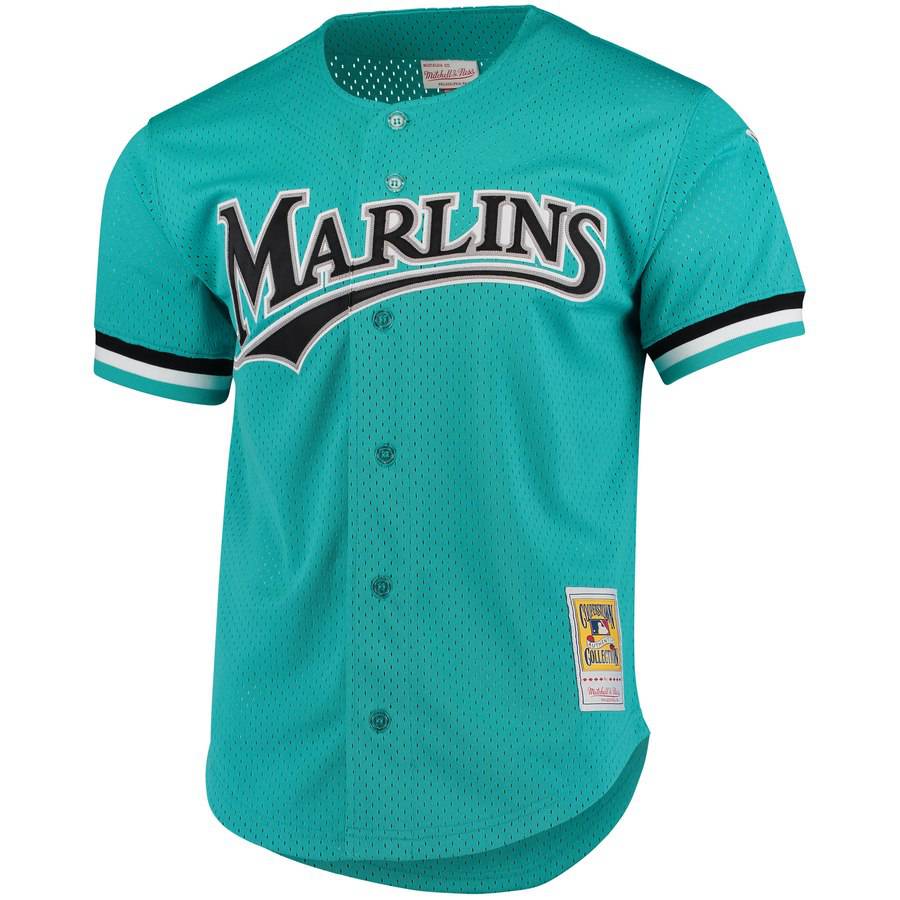 Men's Florida Marlins Andre Dawson 1995 Mitchell & Ness Teal Fashion Cooperstown Collection Mesh Batting Practice Jersey Official Team Jersey Sports Fan Apparel