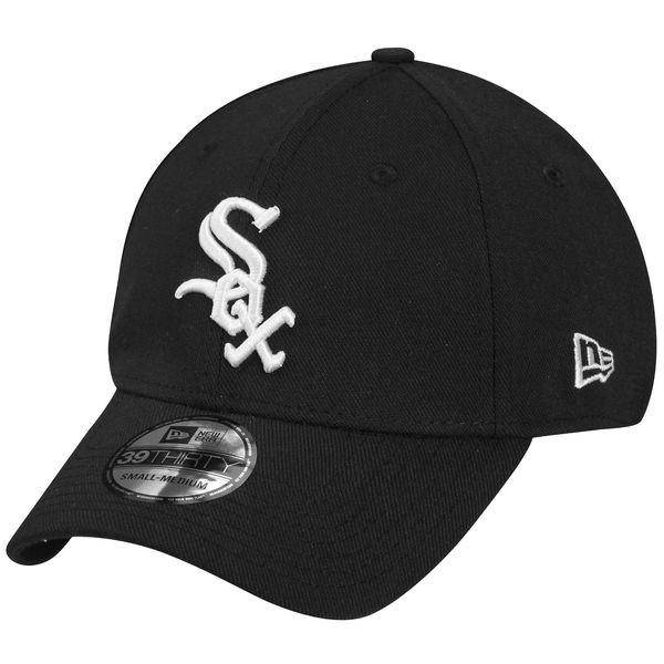 Men's Chicago White Sox New Era Black MLB Team Classic 39THIRTY Flex Hat Official Team Hat Sports Fan Cap