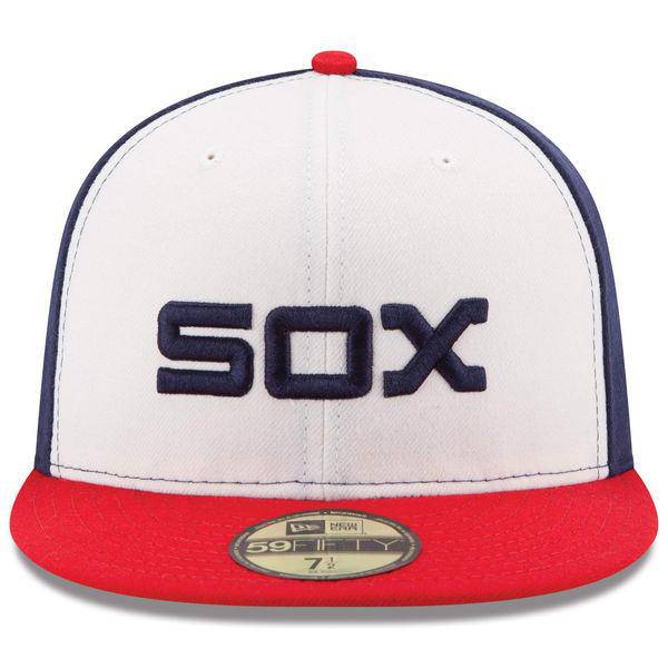 Men's Chicago White Sox New Era White/Red Authentic Collection On-Field Sunday Alternate 59FIFTY Fitted Hat Official Team Hat Sports Fan Cap