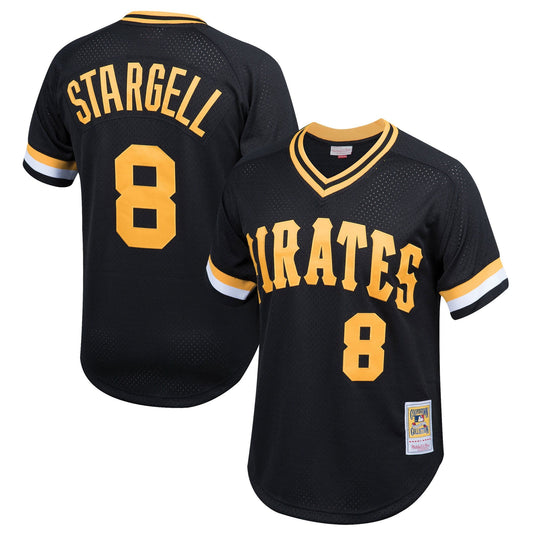 Youth Pittsburgh Pirates Willie Stargell & Ness Black Cooperstown Collection Mesh Batting Practice Jersey Official Team Jersey Sports Fan Apparel
