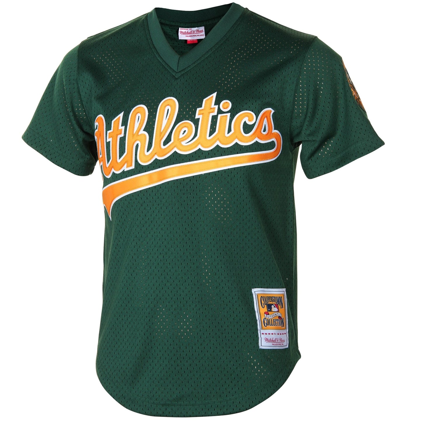 Men's Oakland Athletics Rickey Henderson 1998 Mitchell & Ness Green Cooperstown 1987 Mesh Batting Practice Jersey Official Team Jersey Sports Fan Apparel