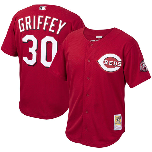 Youth Cincinnati Reds Ken Griffey Jr. Mitchell & Ness Red Cooperstown Collection Batting Practice Jersey Official Team Jersey Sports Fan Apparel