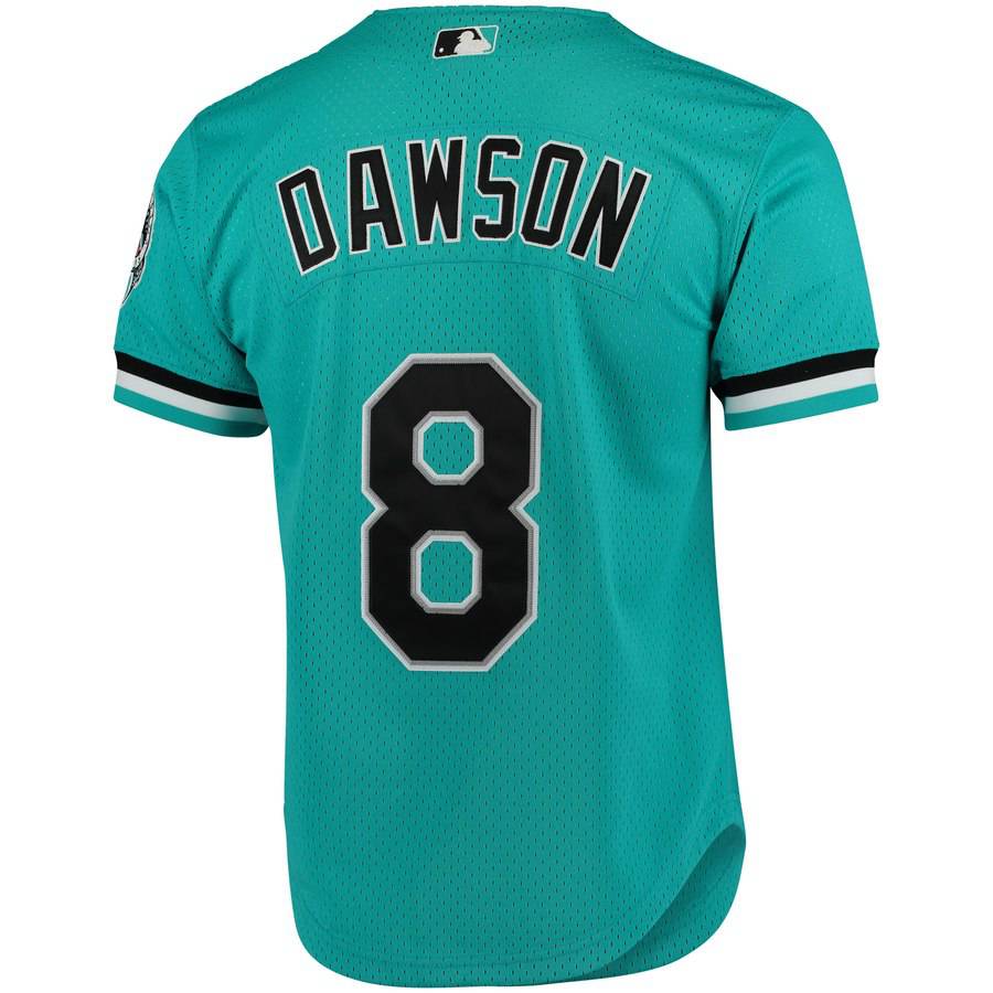 Men's Florida Marlins Andre Dawson 1995 Mitchell & Ness Teal Fashion Cooperstown Collection Mesh Batting Practice Jersey Official Team Jersey Sports Fan Apparel