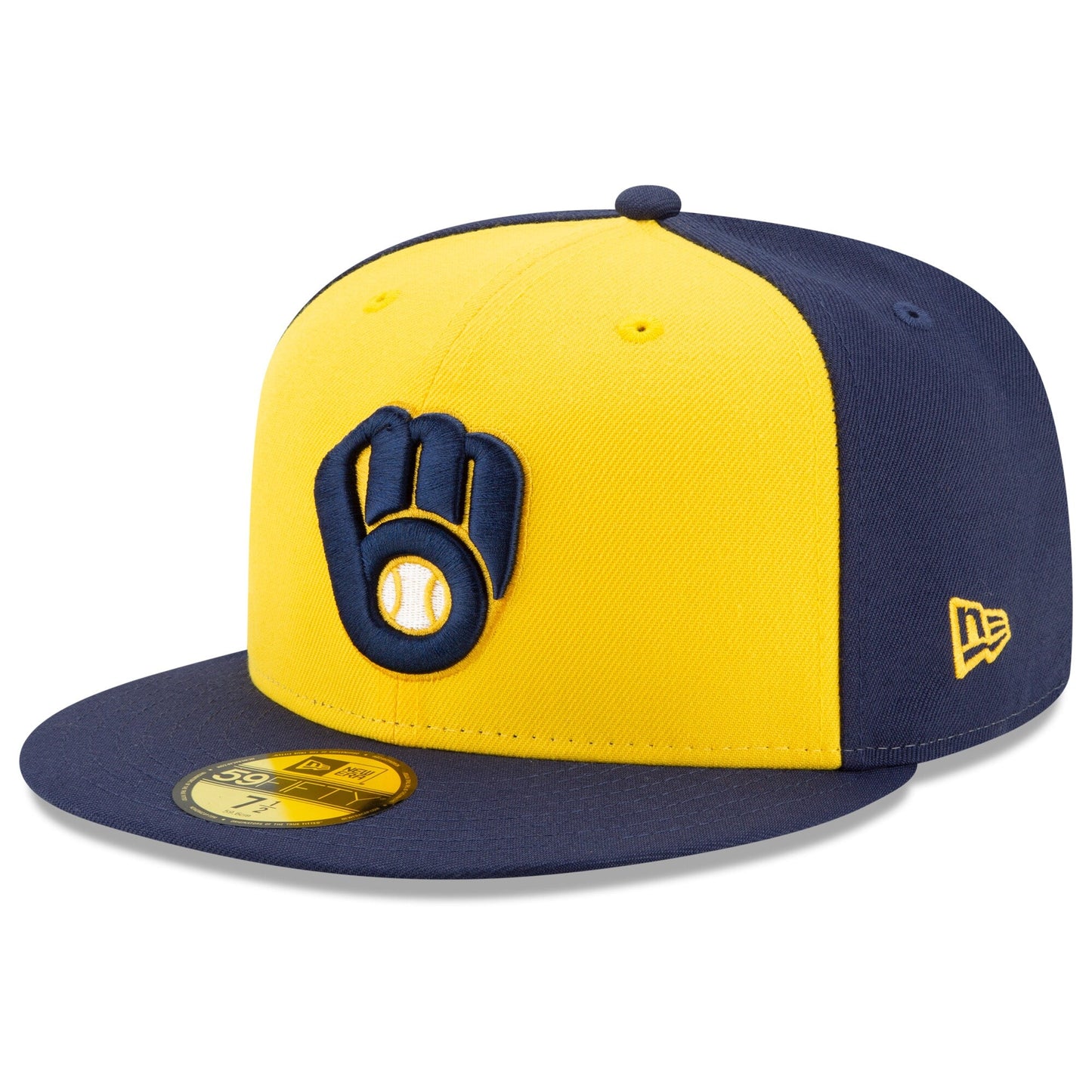 Men's Milwaukee Brewers New Era Navy/Yellow Alternate Authentic Collection On-Field 59FIFTY Fitted Hat Official Team Hat Sports Fan Cap
