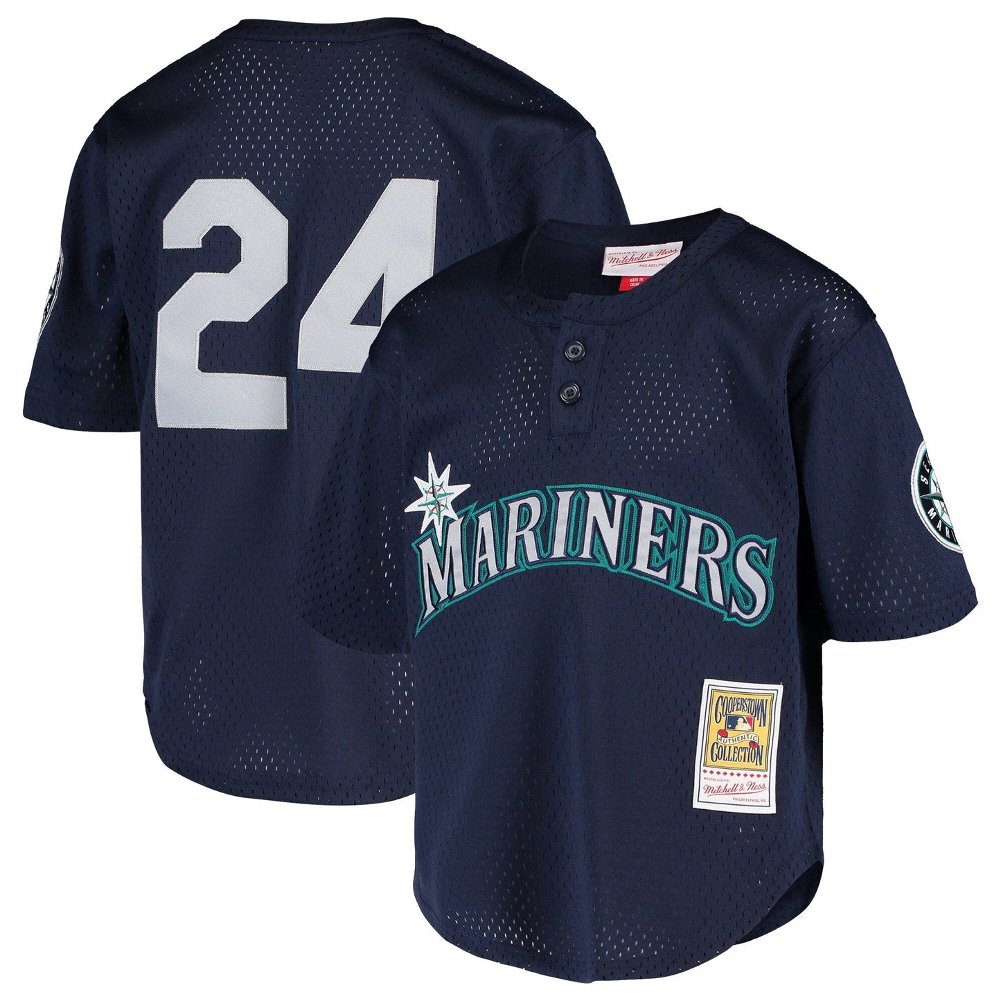 Youth Seattle Mariners Ken Griffey Jr. Mitchell & Ness Navy Cooperstown Collection Mesh Batting Practice Jersey Official Team Jersey Sports Fan Apparel