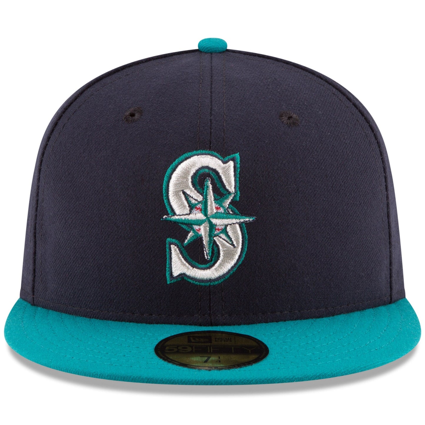Men's Seattle Mariners New Era Navy/Aqua Alternate Authentic Collection On Field 59FIFTY Fitted Hat Official Team Hat Sports Fan Cap