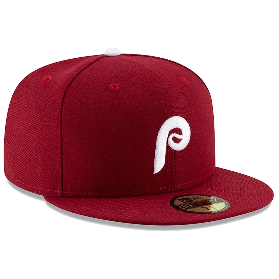Men's Philadelphia Phillies New Era Maroon Alternate 2 Authentic Collection On-Field 59FIFTY Fitted Hat Official Team Hat Sports Fan Cap