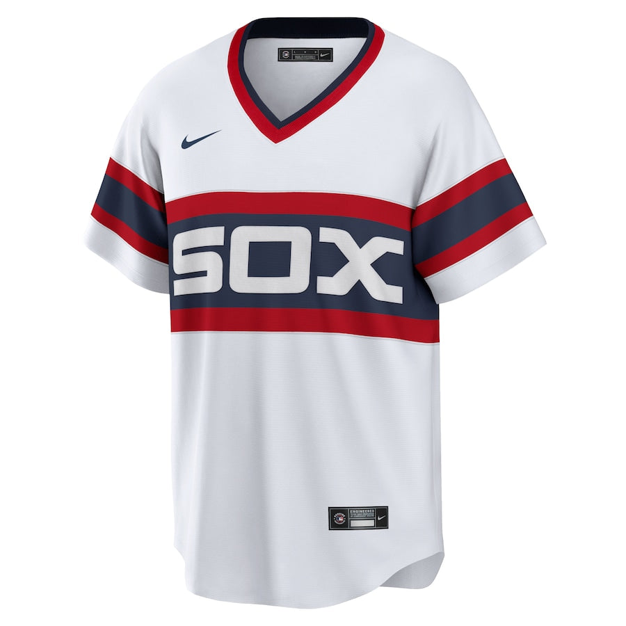 NIKE Men's Ozzie Guillen Chicago White Sox 1983 Home White Premium Lettering Replica Jersey Official Team Jersey Sports Fan Apparel