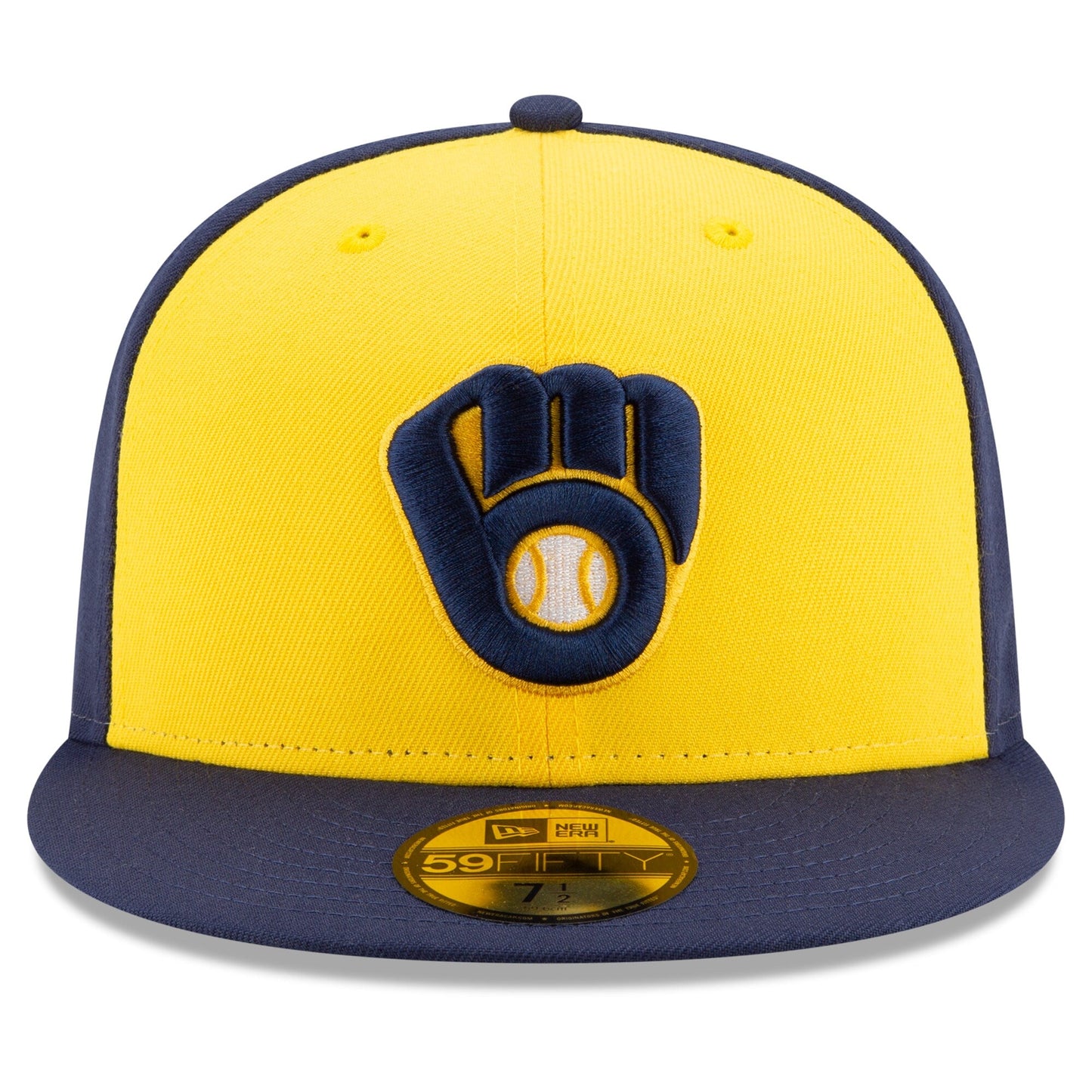 Men's Milwaukee Brewers New Era Navy/Yellow Alternate Authentic Collection On-Field 59FIFTY Fitted Hat Official Team Hat Sports Fan Cap