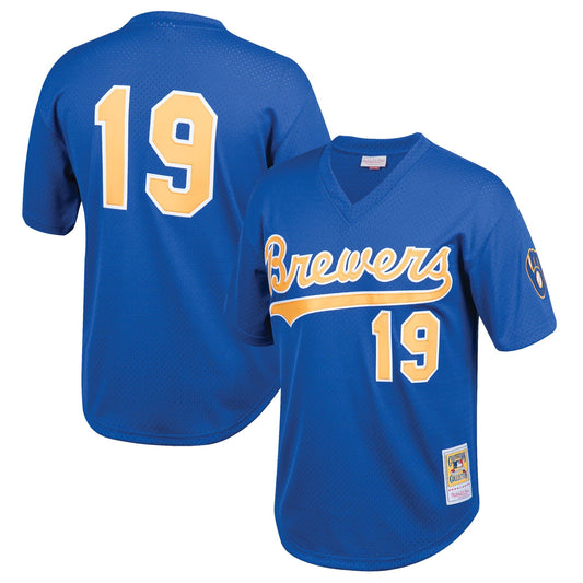 Youth Milwaukee Brewers Robin Yount Mitchell & Ness Royal Cooperstown Collection Mesh Batting Practice Jersey Official Team Jersey Sports Fan Apparel
