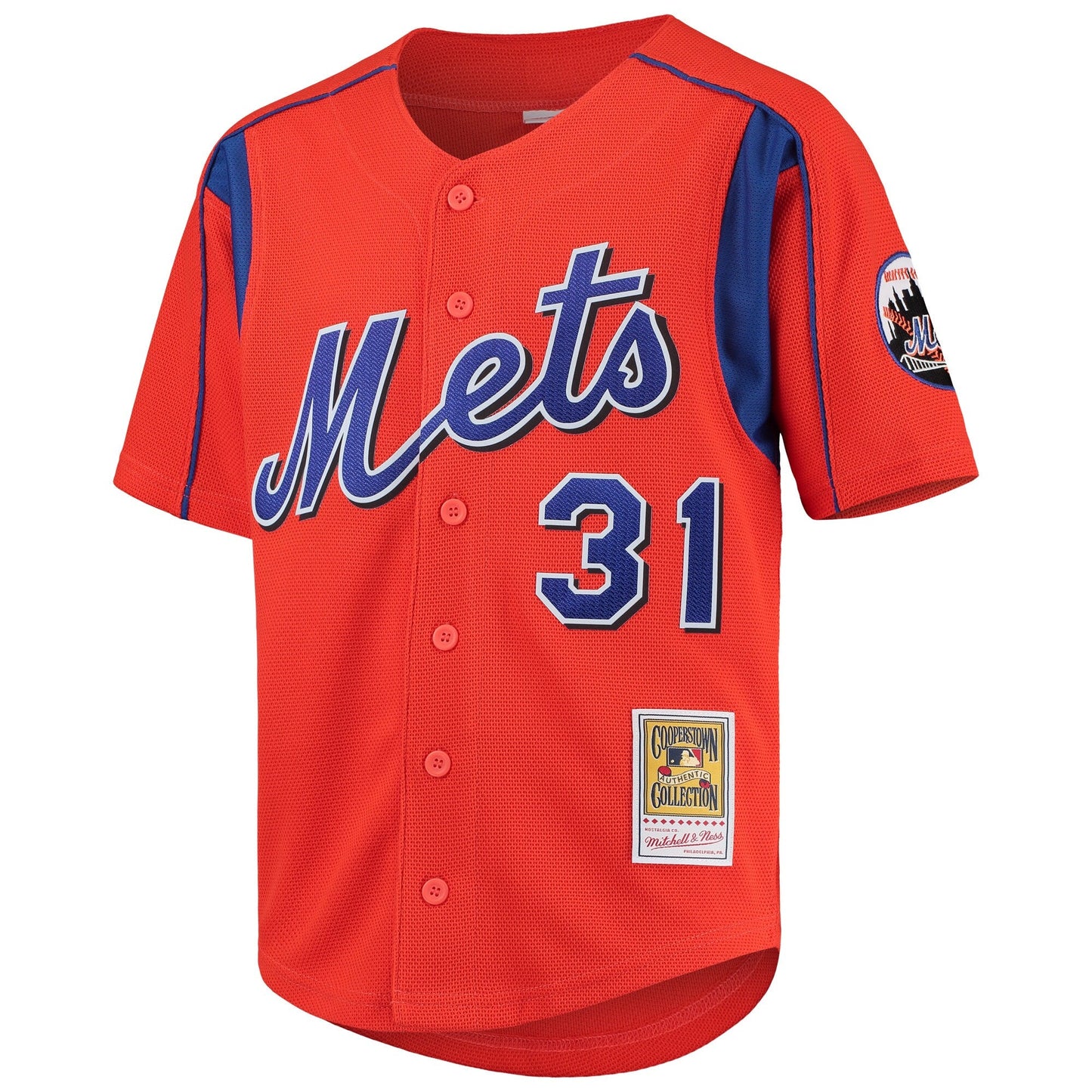 Men's Mike Piazza New York Mets Mitchell & Ness Cooperstown Collection Mesh Batting Practice Jersey - Orange Official Team Jersey Sports Fan Apparel