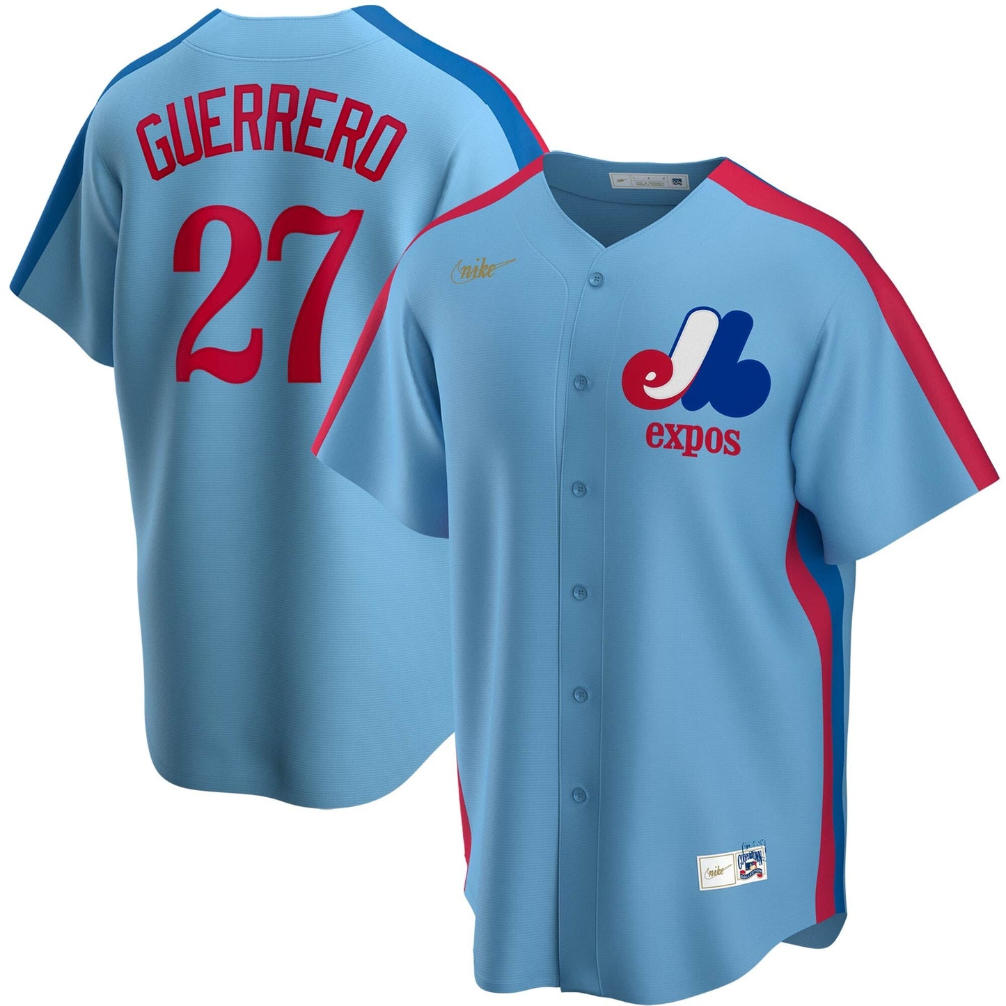 Men's Montreal Expos Vladimir Guerrero Nike Light Blue Road Cooperstown Collection Team Jersey Official Team Jersey Sports Fan Apparel