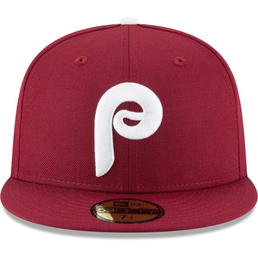 Men's Philadelphia Phillies New Era Maroon Cooperstown Collection Wool 59FIFTY Fitted Hat Official Team Hat Sports Fan Cap