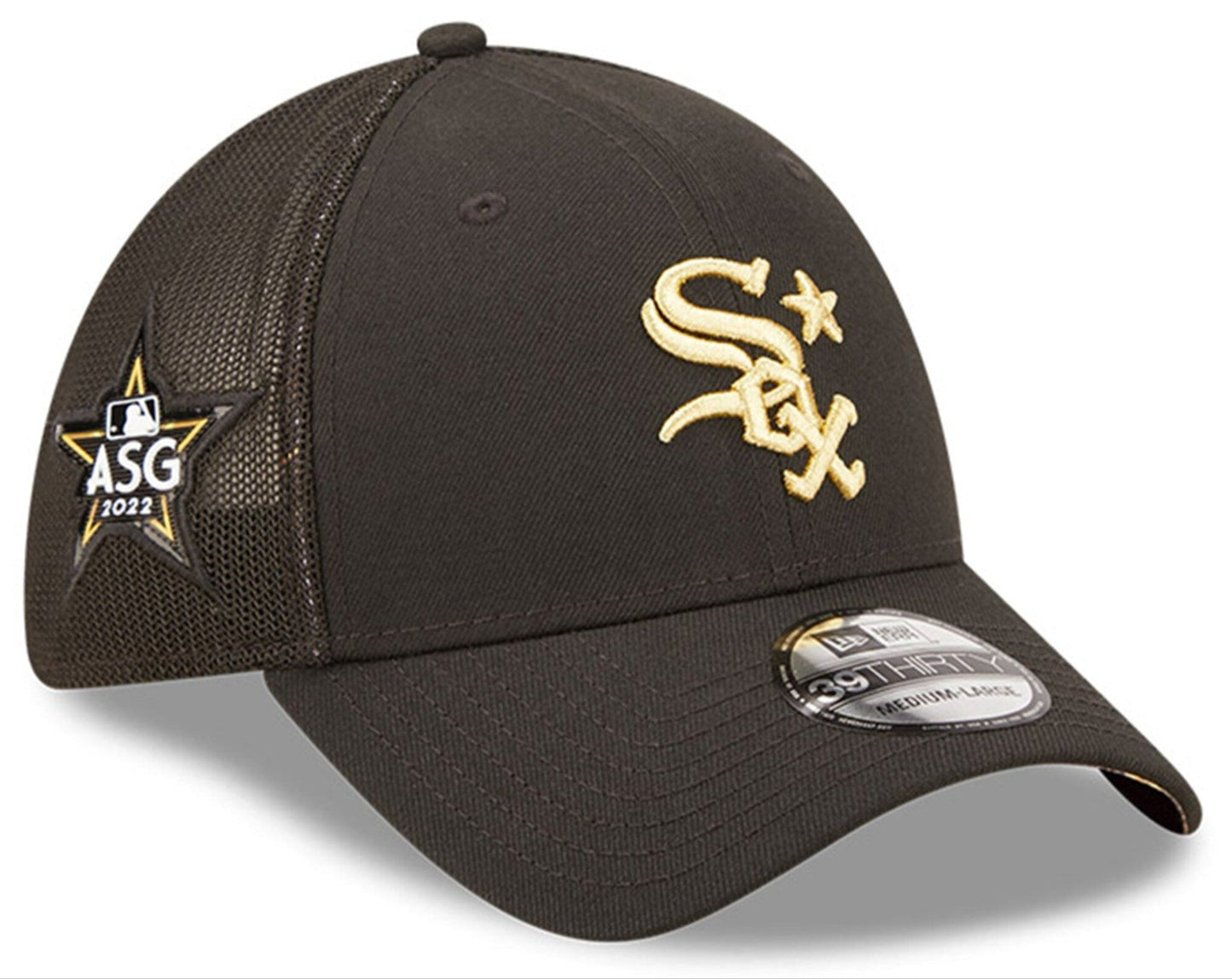 Chicago White Sox New Era 2022 All Star Game Black/ Gold 39THIRTY Flex Fit Hat Official Team Hat Sports Fan Cap