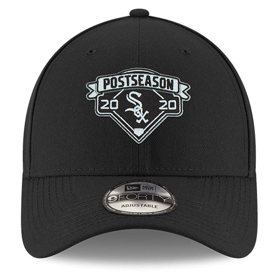 Men's Chicago White Sox New Era Black 2020 Postseason Locker Room 9FORTY Adjustable Hat Official Team Hat Sports Fan Cap
