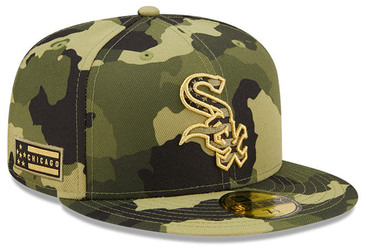 Chicago White Sox New Era 2022 MLB Armed Forces Day On-Field 59FIFTY Fitted Hat - Camo Official Team Hat Sports Fan Cap