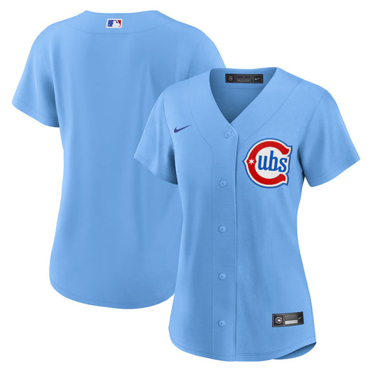 Women's Chicago Cubs Nike Alternate 2 Light Blue Replica Jersey Official Team Jersey Sports Fan Apparel