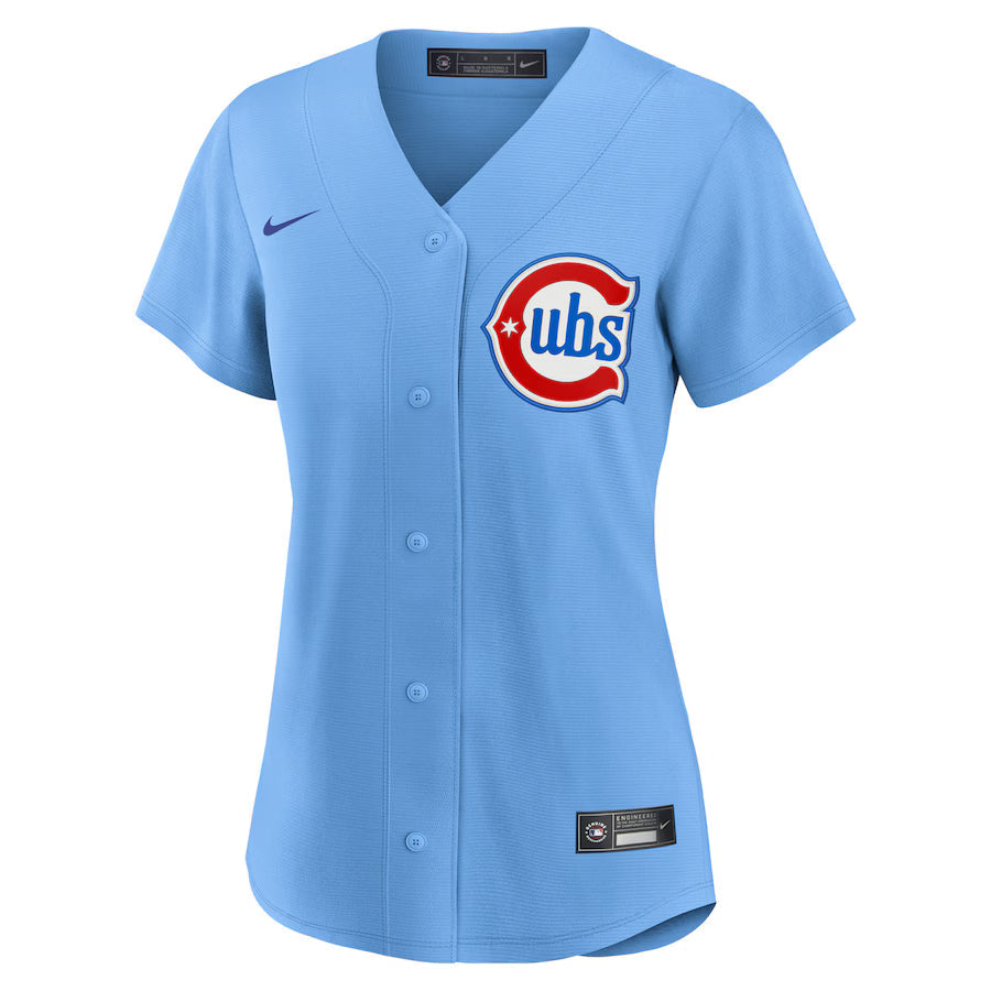 Women's Chicago Cubs Nike Alternate 2 Light Blue Replica Jersey Official Team Jersey Sports Fan Apparel
